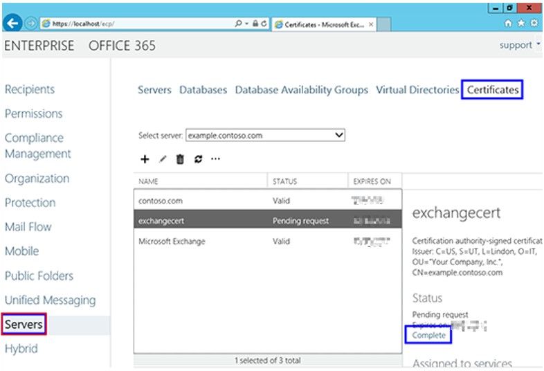 Exchange Server安装SSL证书